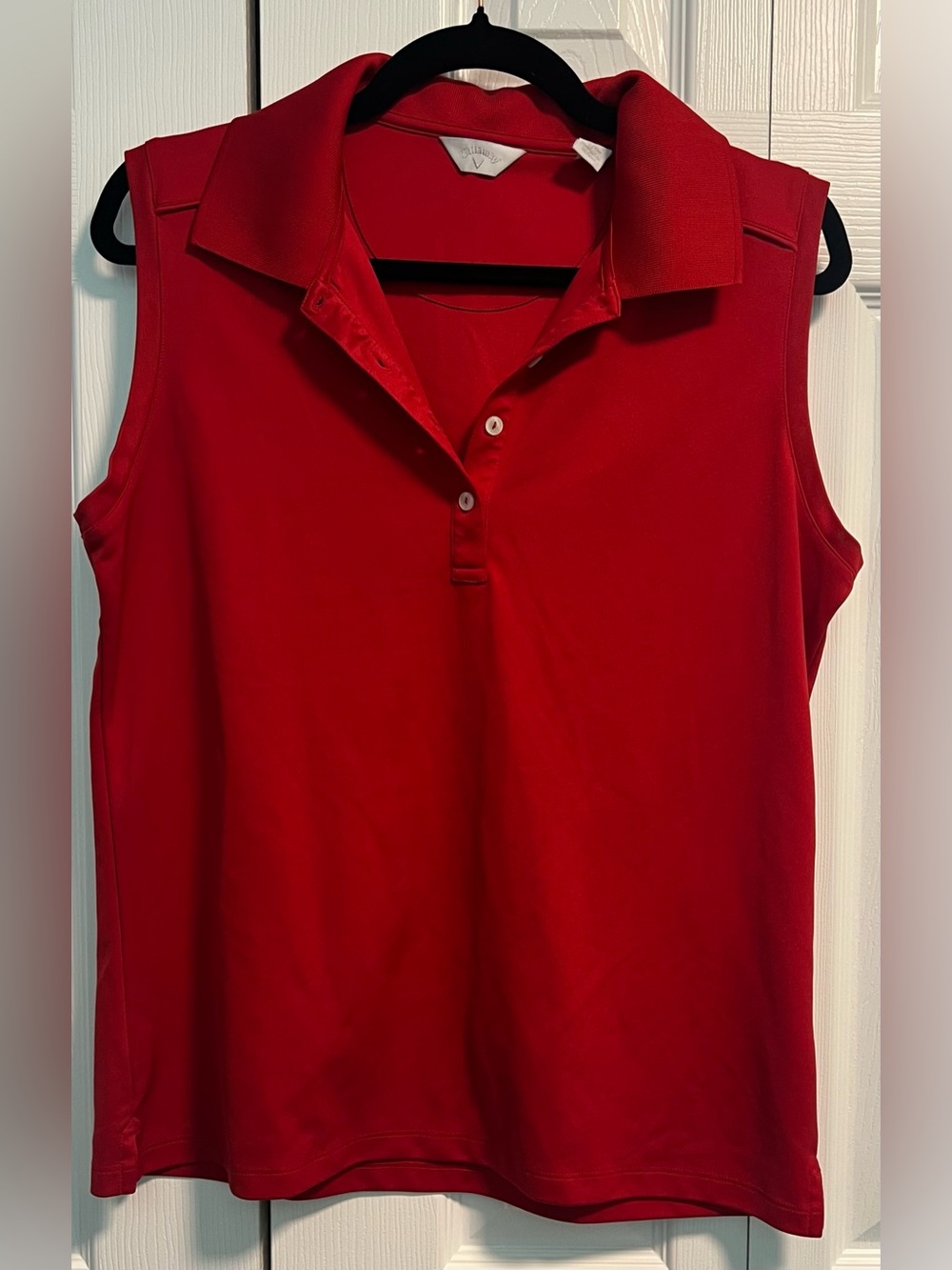 Women's Callaway Sleeveless Golf Polo Shirt in Red